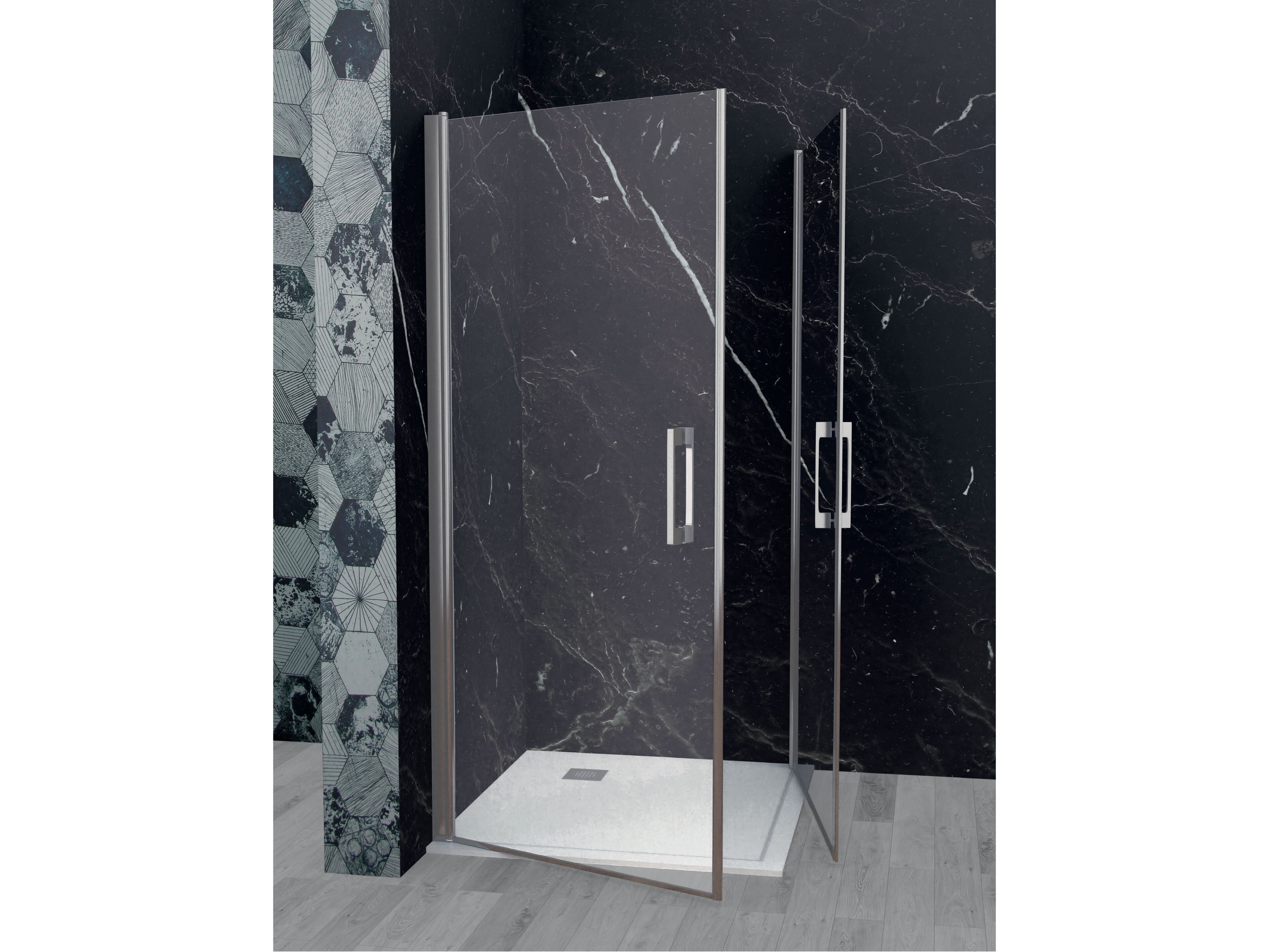 Угловая душевая кабина из хрусталя с распашной дверью Metidea платина ARCH-00151122 - Вид №1