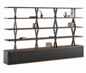 Ersa Открытый двухсторонний книжный шкаф из шпонированной древесины с ящиками Meliades