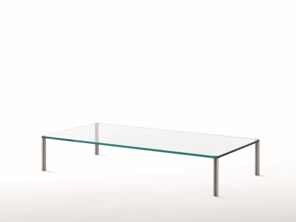 Хрустальный прямоугольный низкий журнальный столик Glas Italia Metal ARCH-00050823 - Вид №1