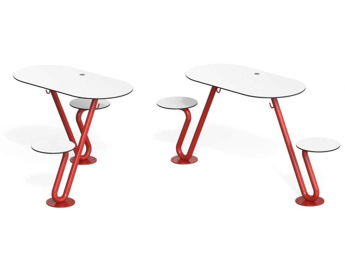 Круглый стальной стол для общественных мест со встроенными скамейками City Design Zoid ARCH-00034427 - Вид №1