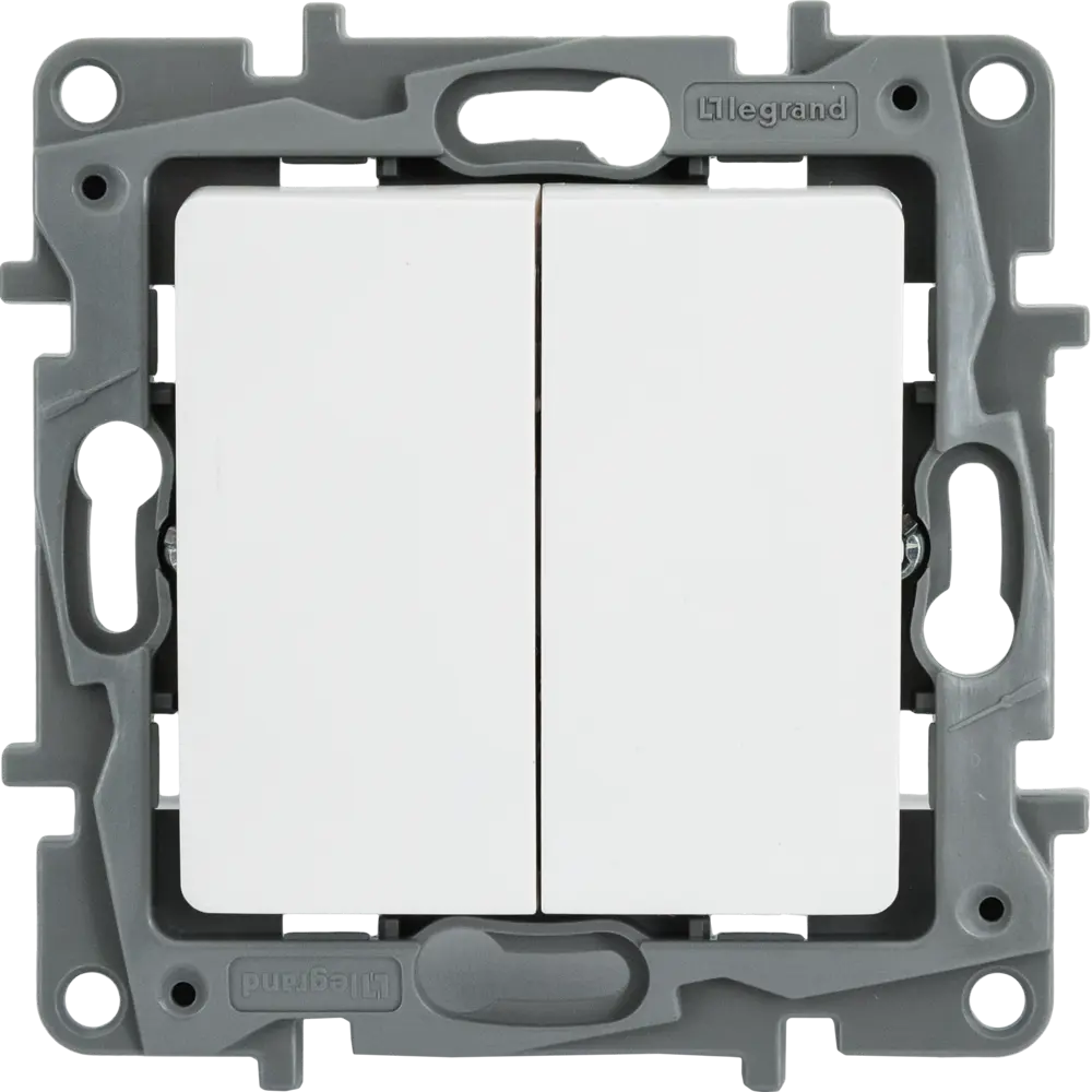 Legrand Etika — двухклавишный выключатель с подсветкой, белый глянец 82153470 STLM-0020576