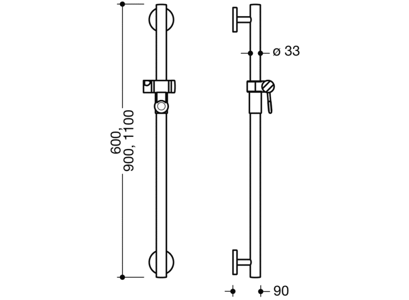 950.33.12054 Душевая штанга теплое прикосновение HEWI Greifen  - Вид №2