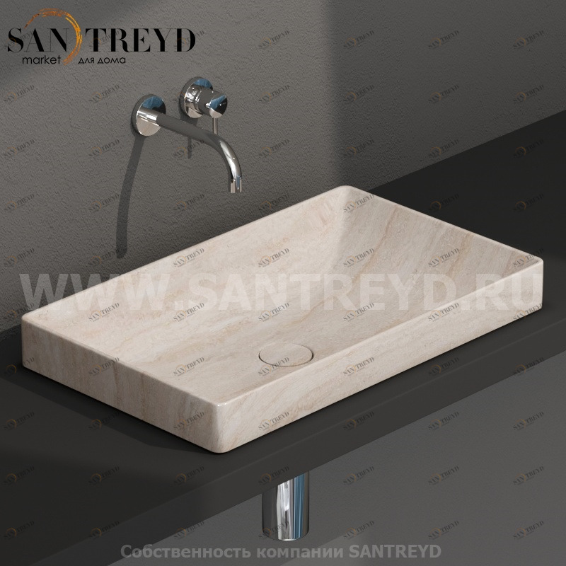 B6R61SB Встроенная раковина под столешницу прямоугольная Ceramica Globo T-EDGE