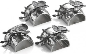 10548851 Michael Aram Набор колец для салфеток Michael Aram Чёрная орхидея 8,5см, 4шт, (серебрист.) Сталь нержавеющая