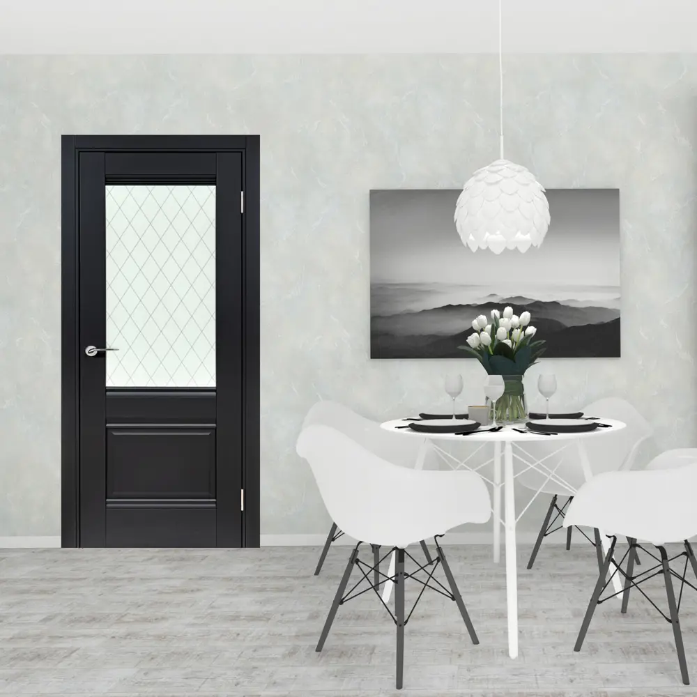 Комплект двери Классико-43 со стеклом 70x200 см Hardflex черный с добором 150 мм PORTIKA STLM-2127610 - Вид №1