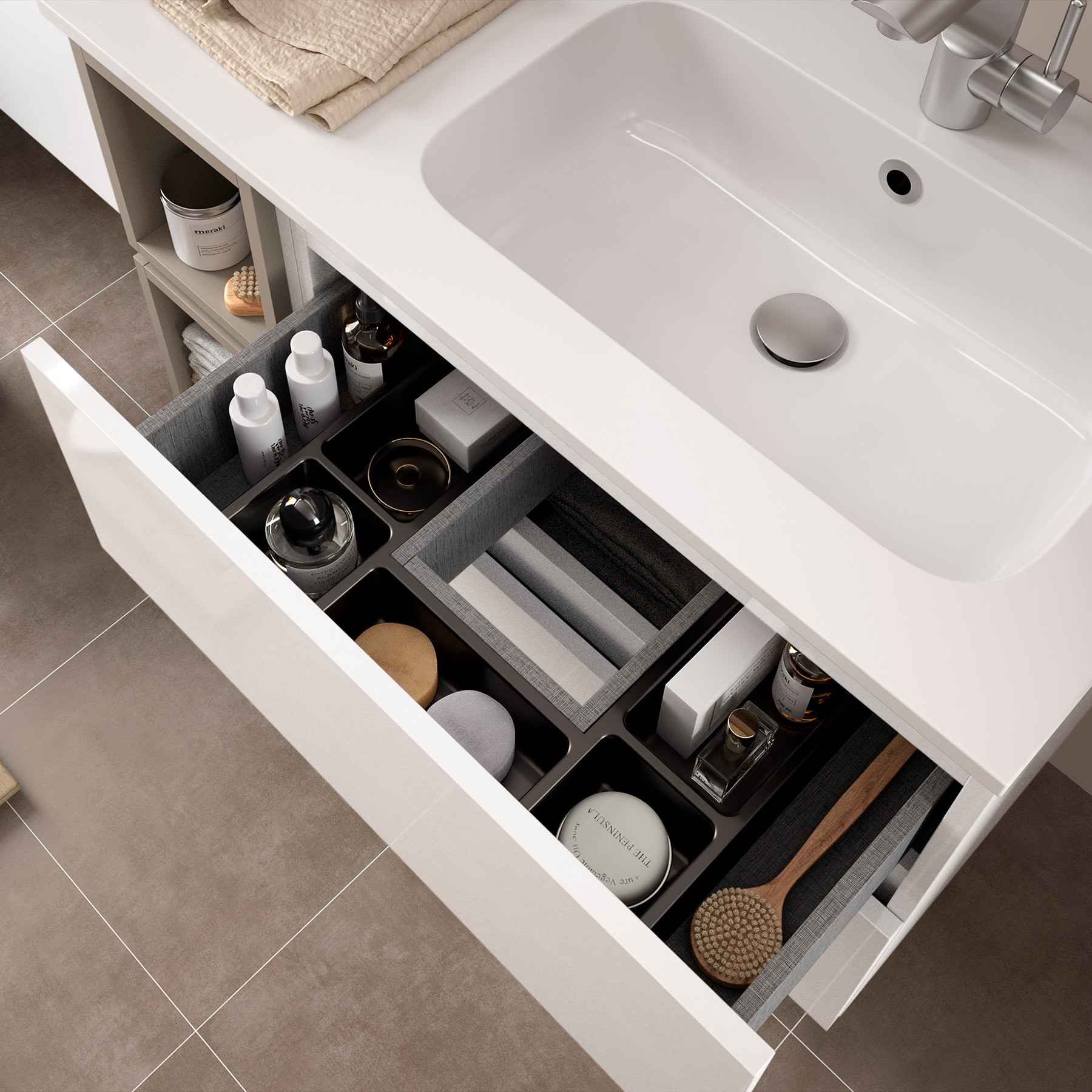 23317 SALGAR Мебель для умывальника FUSSION LINE 700 2 ящика GLOSS WHITE 697 x 540 x 450 мм Глянцевый белый - Вид №4