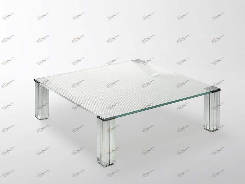 Glas Italia Низкий квадратный журнальный столик из хрусталя Cryptée sun-id-1516143