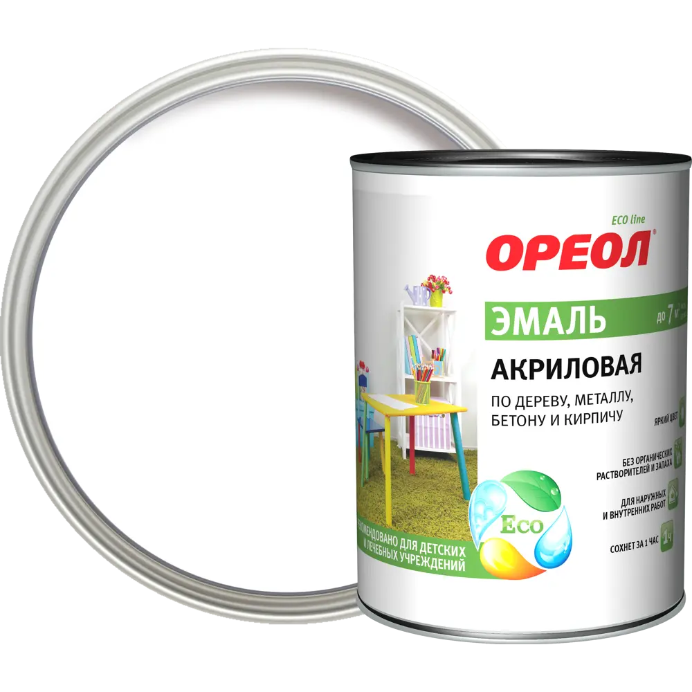 Эмаль акриловая Ореол матовая цвет белый 0.9 кг STLM-2131902