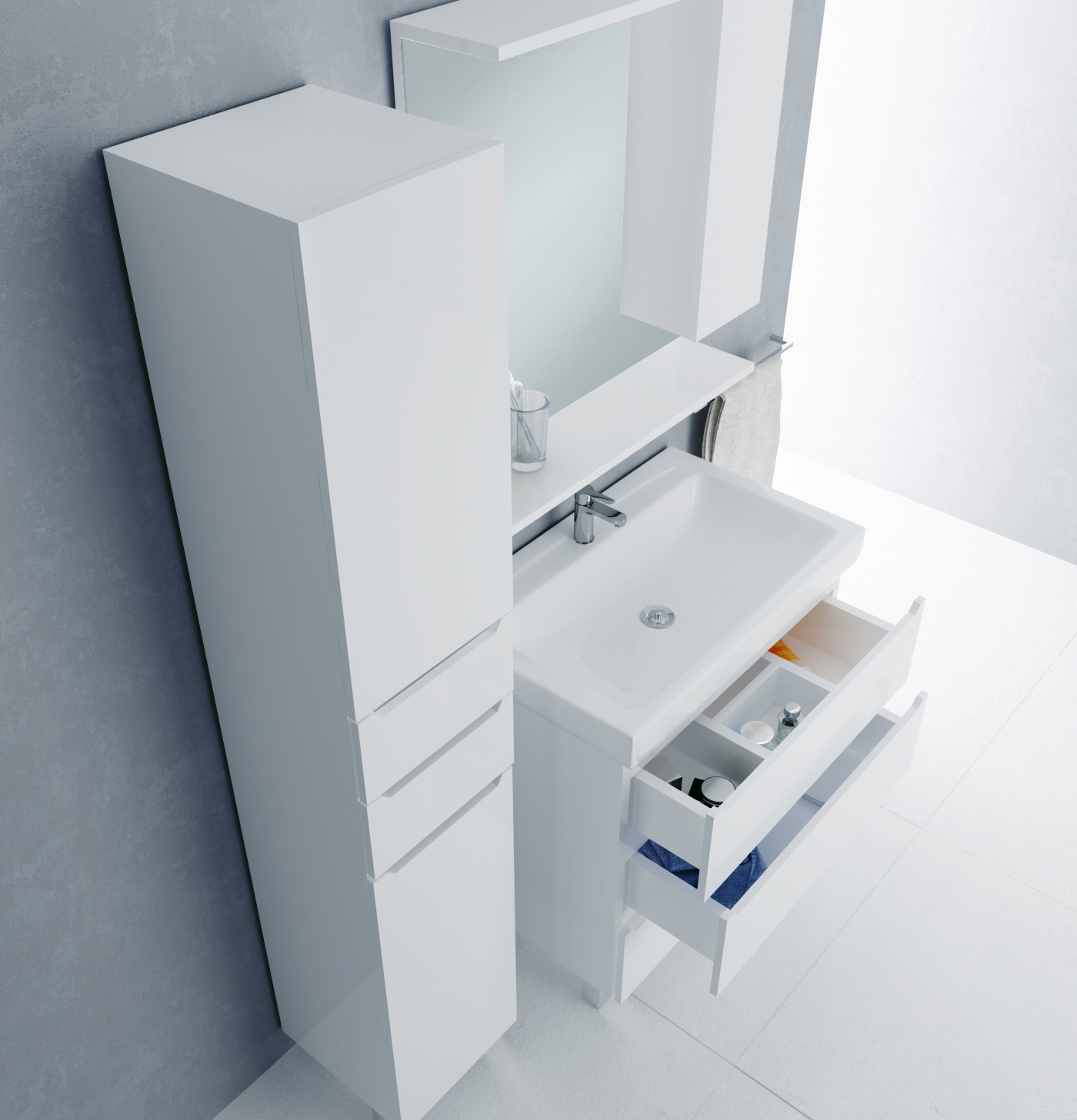 У57595 Шкаф - Пенал Кода 35Н, 2д, 2я, Белый глянец, МДФ 1 Marka Кода  - Вид №3