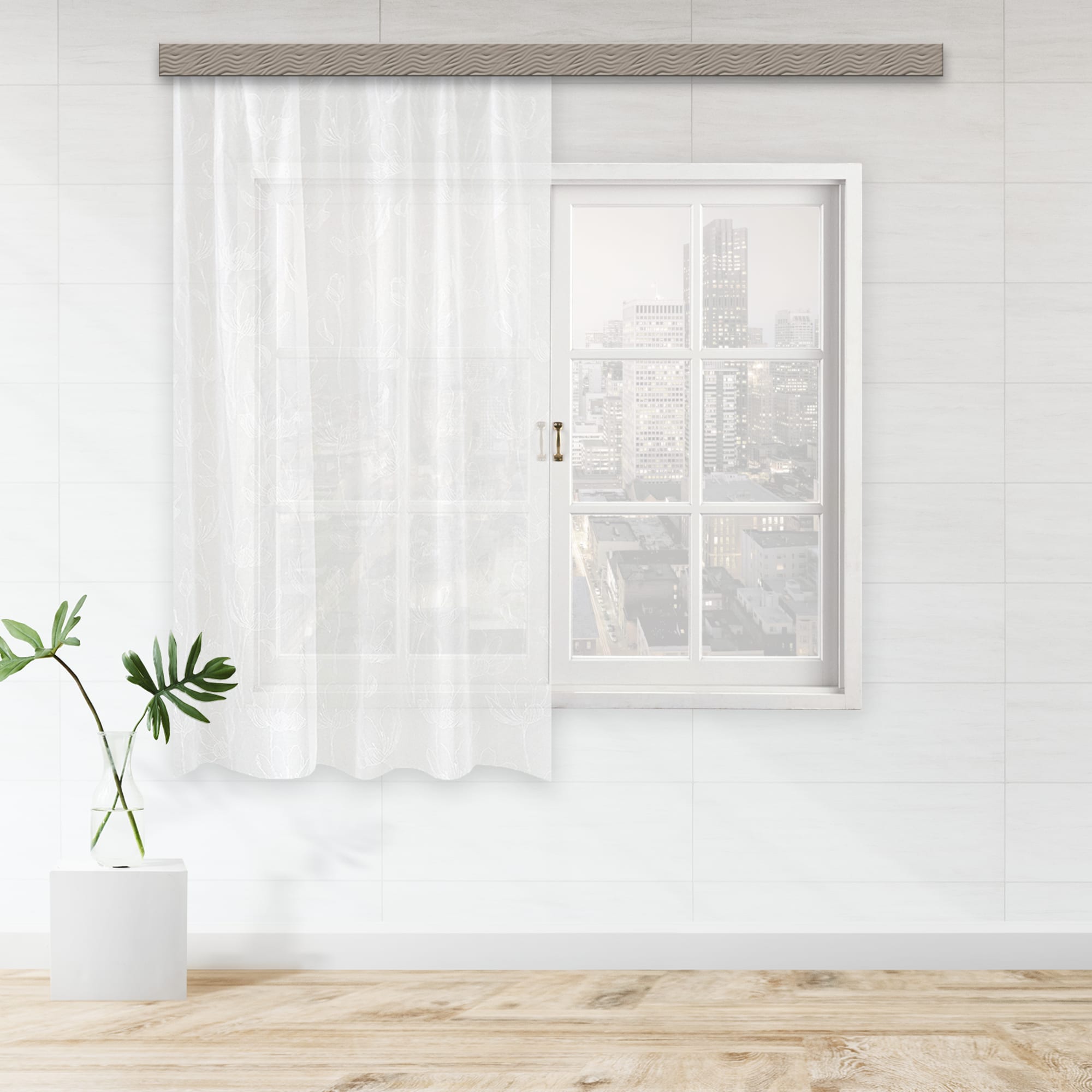 86116069 Штора на ленте для кухни "Цветы" 140x180 см цвет белый Santreyd  - Вид №5