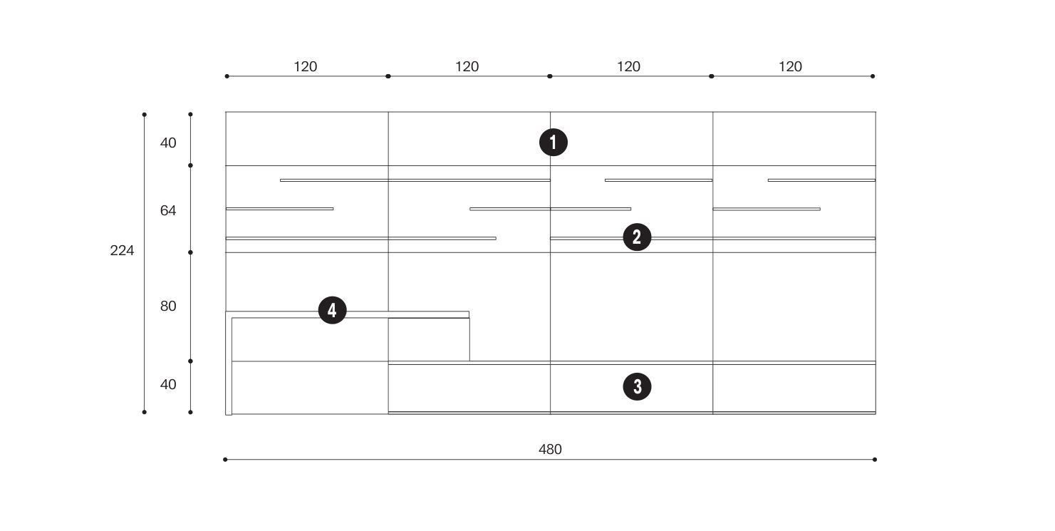 Оборудованная стена с письменным столом Giessegi день за днем ARCH-00075083