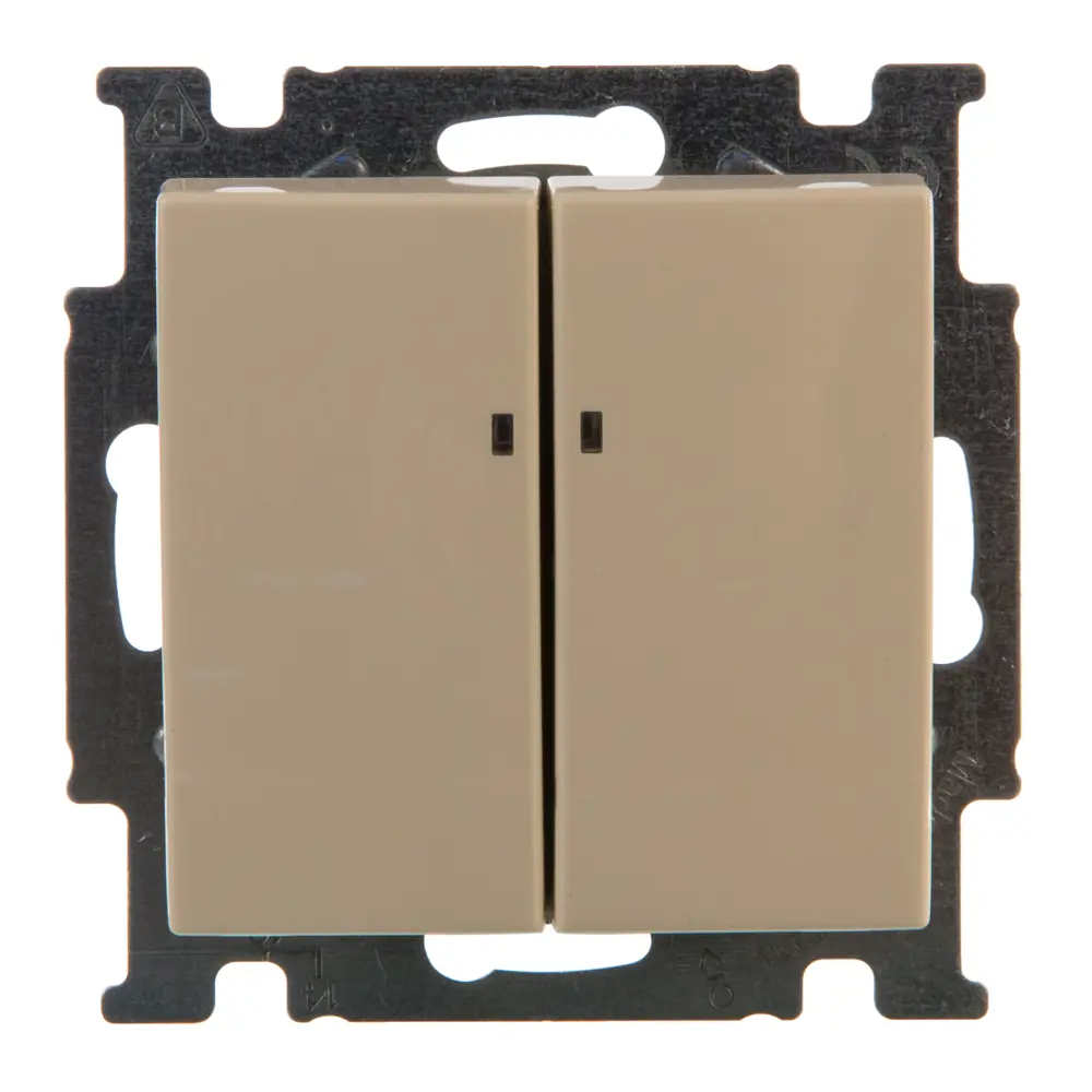Выключатель встраиваемый ABB Basic 55 2 клавиши с подсветкой, цвет бежевый Basic55 STLM-2039203