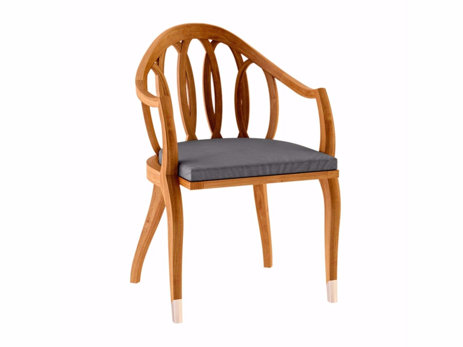 Стул для сада из тикового дерева с подлокотниками ASTELLO Тюльпан ARCH-00130624