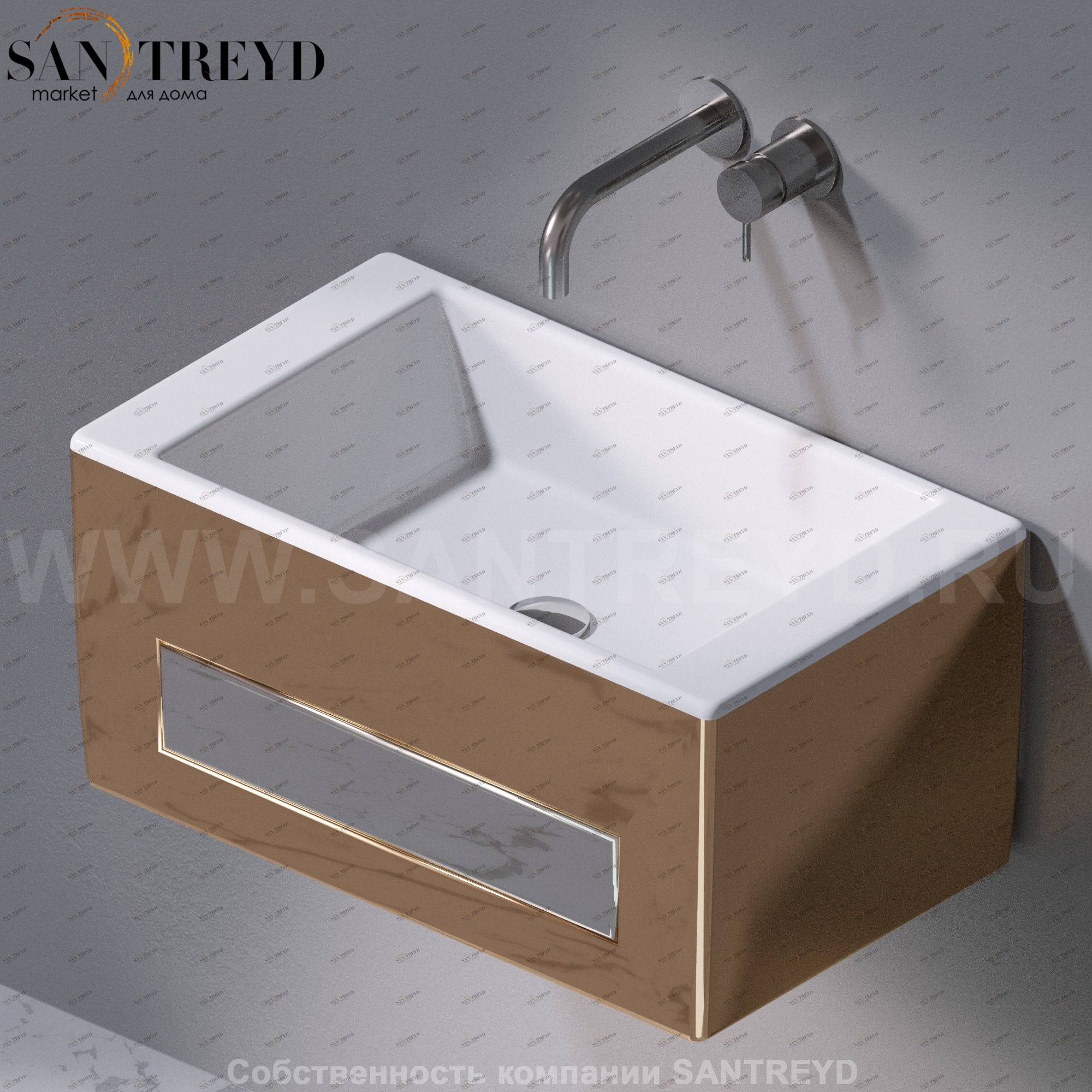 L116255 Подвесная раковина настенная прямоугольная A. e T. Italia Tower бронзовая AeT ITALIA