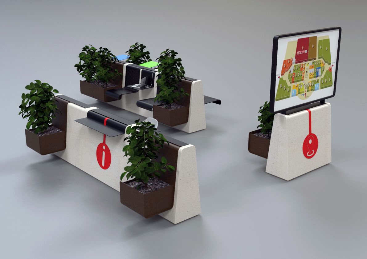 Реконструированная каменная скамья со встроенной плантатором Viscio Urban Design Cling ARCH-00029308 - Вид №1