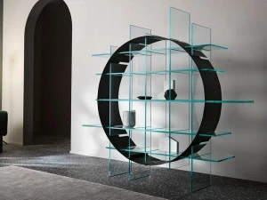 Tonelli Design Самонесущий двухсторонний книжный шкаф из листового металла и стекла