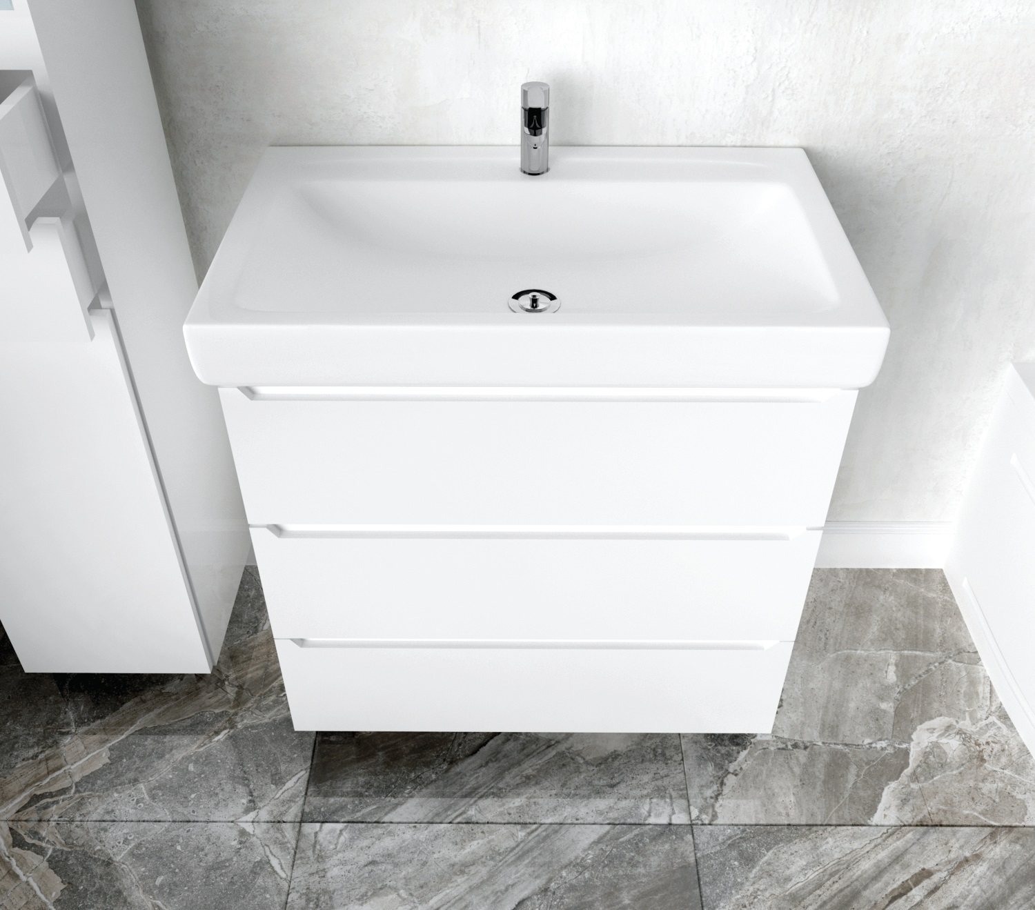 У57594 Тумба Кода 60Н 3в.я. Белый глянец, МДФ 1 Marka Кода  - Вид №1