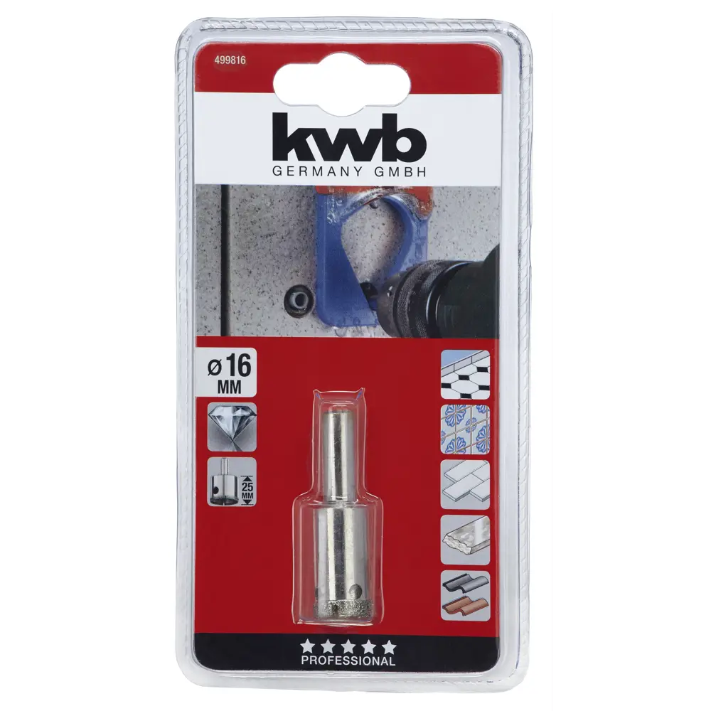 Коронка алмазная KWB 4998-16 16 мм STLM-2058211 - Вид №1