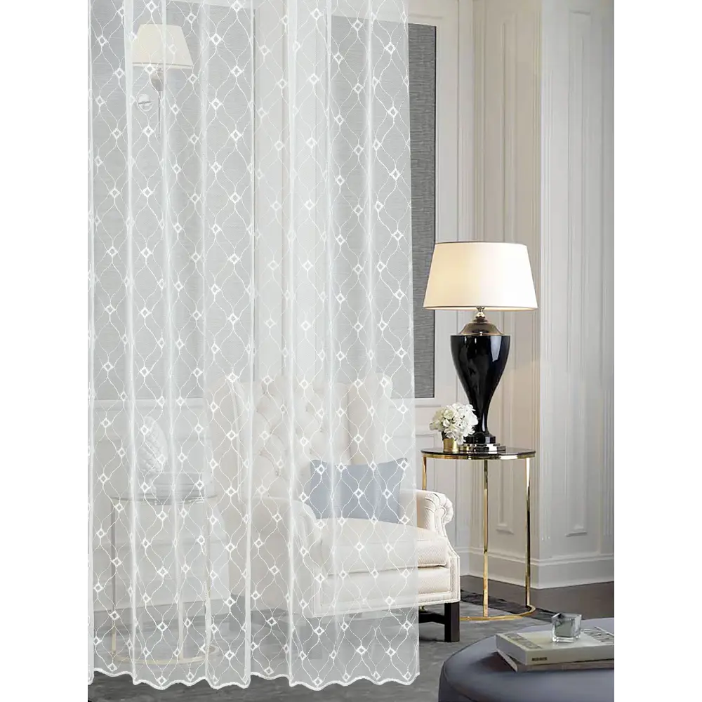 Тюль на ленте «Ромбик» 300x280 см цвет белый MIAMOZA STLM-2109528 - Вид №6