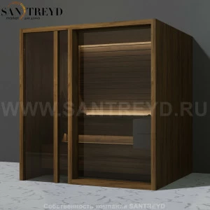 Effegibi YOKU.G80 SA.70300008 Сауна с левой дверью. Мощность: 8 кВт макс. Размеры: длина 202 см, ширина 180 см. Отделка: чёрный орех