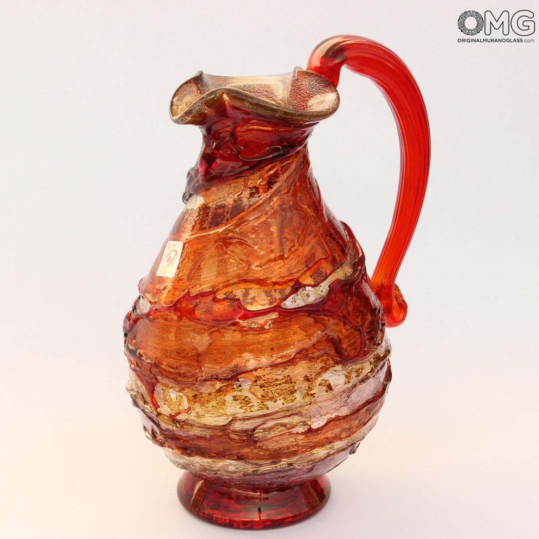 2278 ORIGINALMURANOGLASS Кувшин с эффектом ржавчины из дутого муранского стекла 16 см  - Вид №1