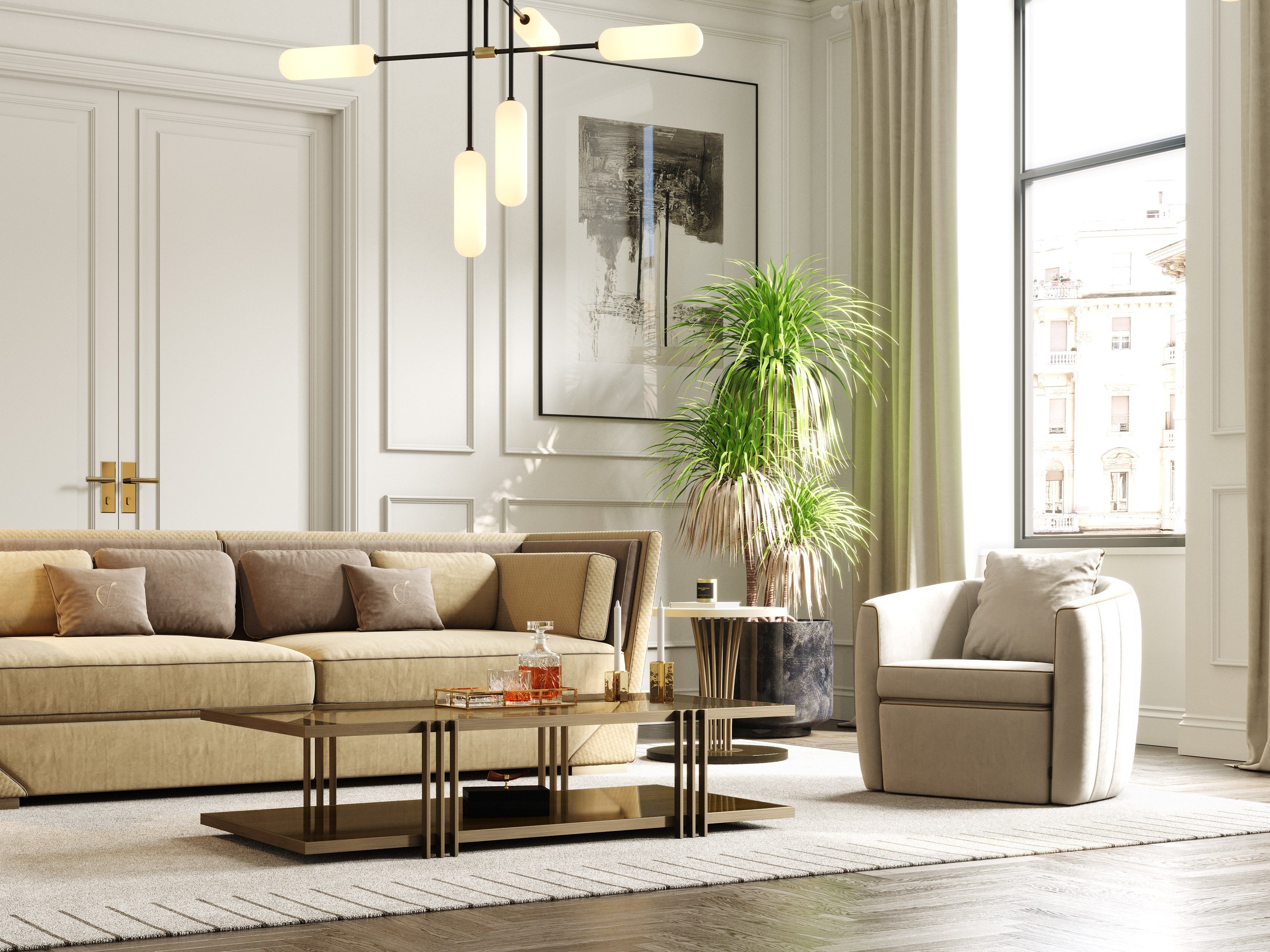 Прямоугольный низкий стол из металла и стекла Stylish Club ARCH-00135854 - Вид №5