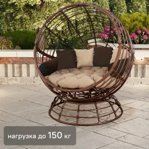 Кресло садовое Greengard Енисей сталь/искусственный ротанг коричневый с подушкой