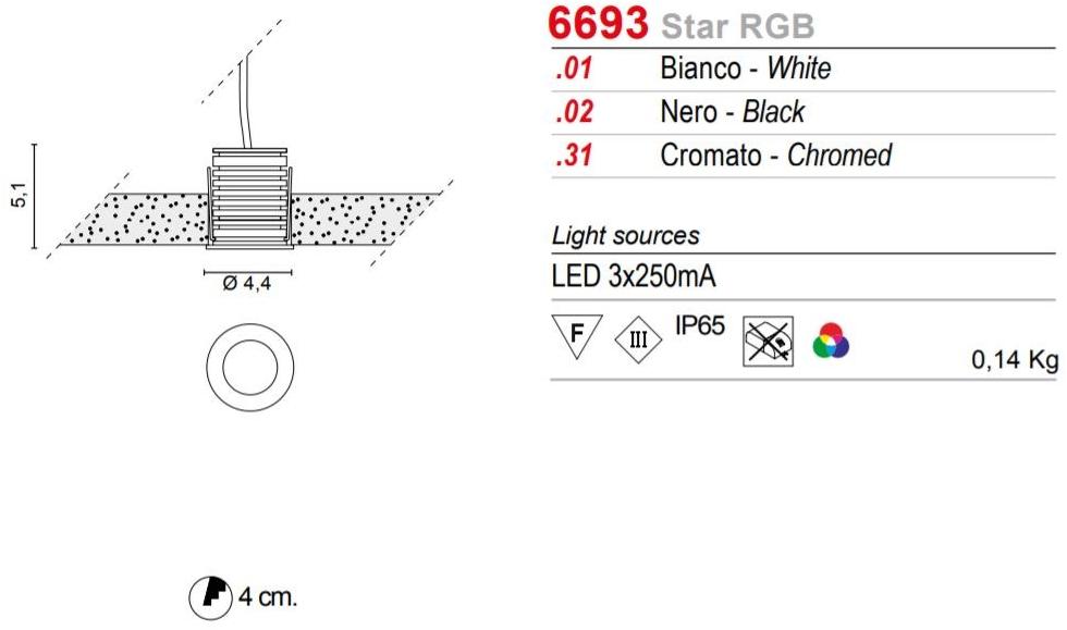 EGOLUCE Встраиваемый алюминиевый светодиодный точечный светильник с системой RGB Star 6693 - Вид №2