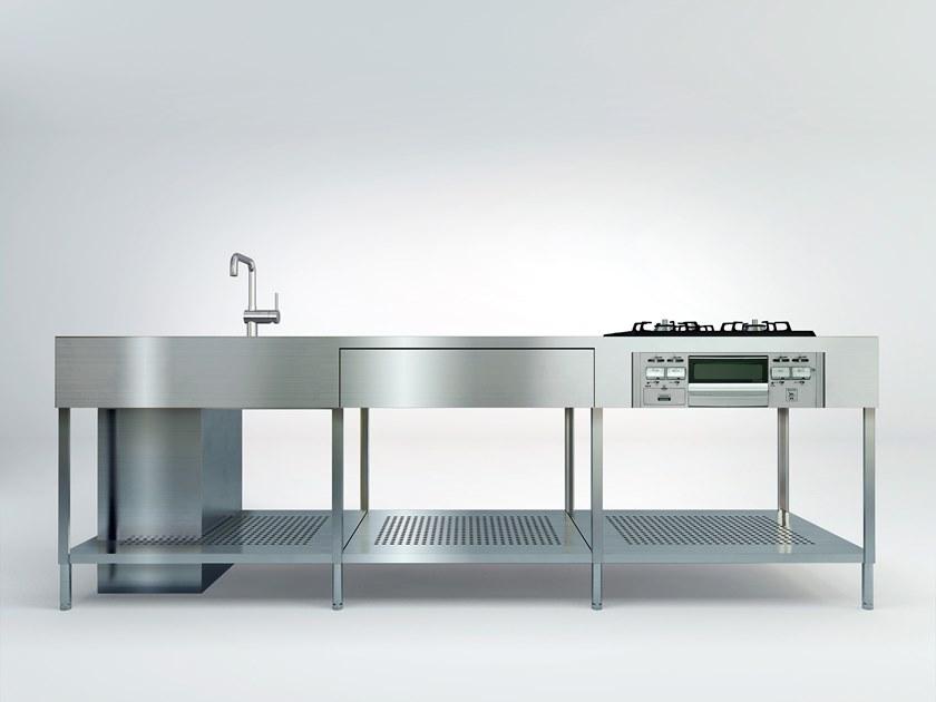 sanwacompany Кухня из нержавеющей стали с островом без ручек sun-id-1404466 - Вид №10