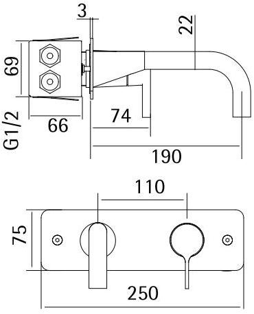 Quadrodesign Смеситель для умывальника настенный Volcano sun-id-1431757 - Вид №1