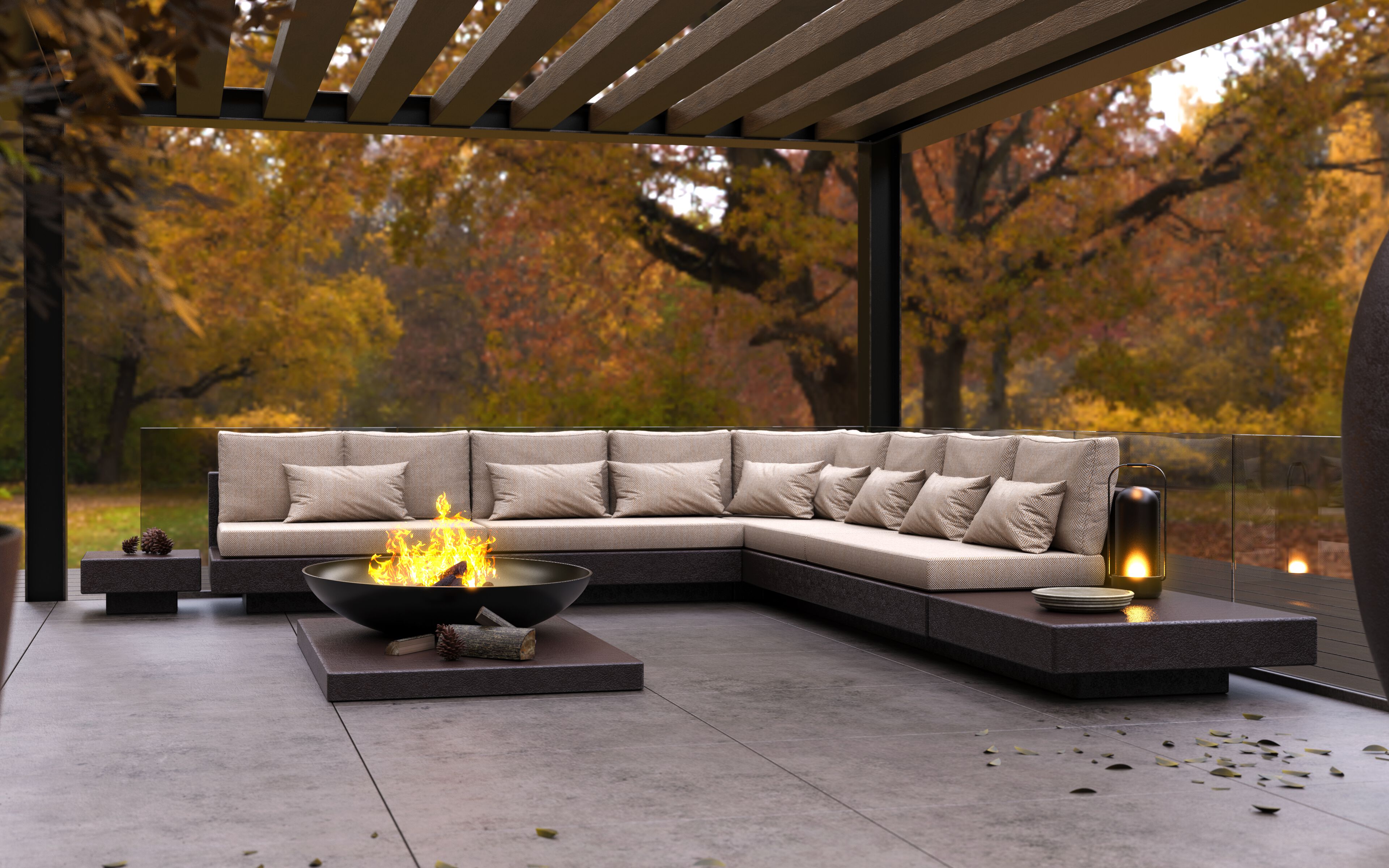 2-местный садовый диван из стекловолокна и Sunbrella® GANSK ARCH-00083428