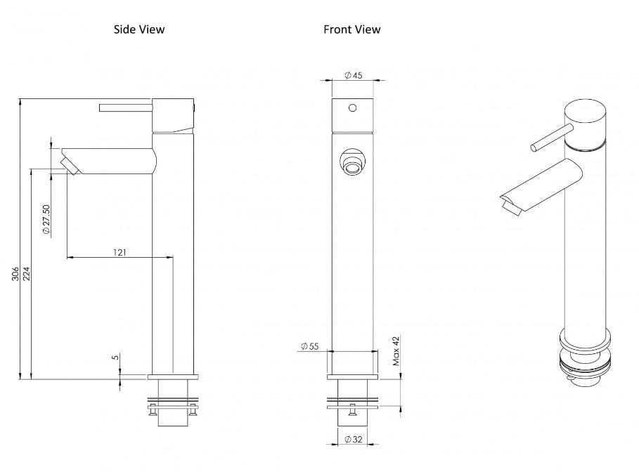 Однорычажный смеситель для раковины с высоким верхом LUSSO Luxe ARCH-00065660 - Вид №8