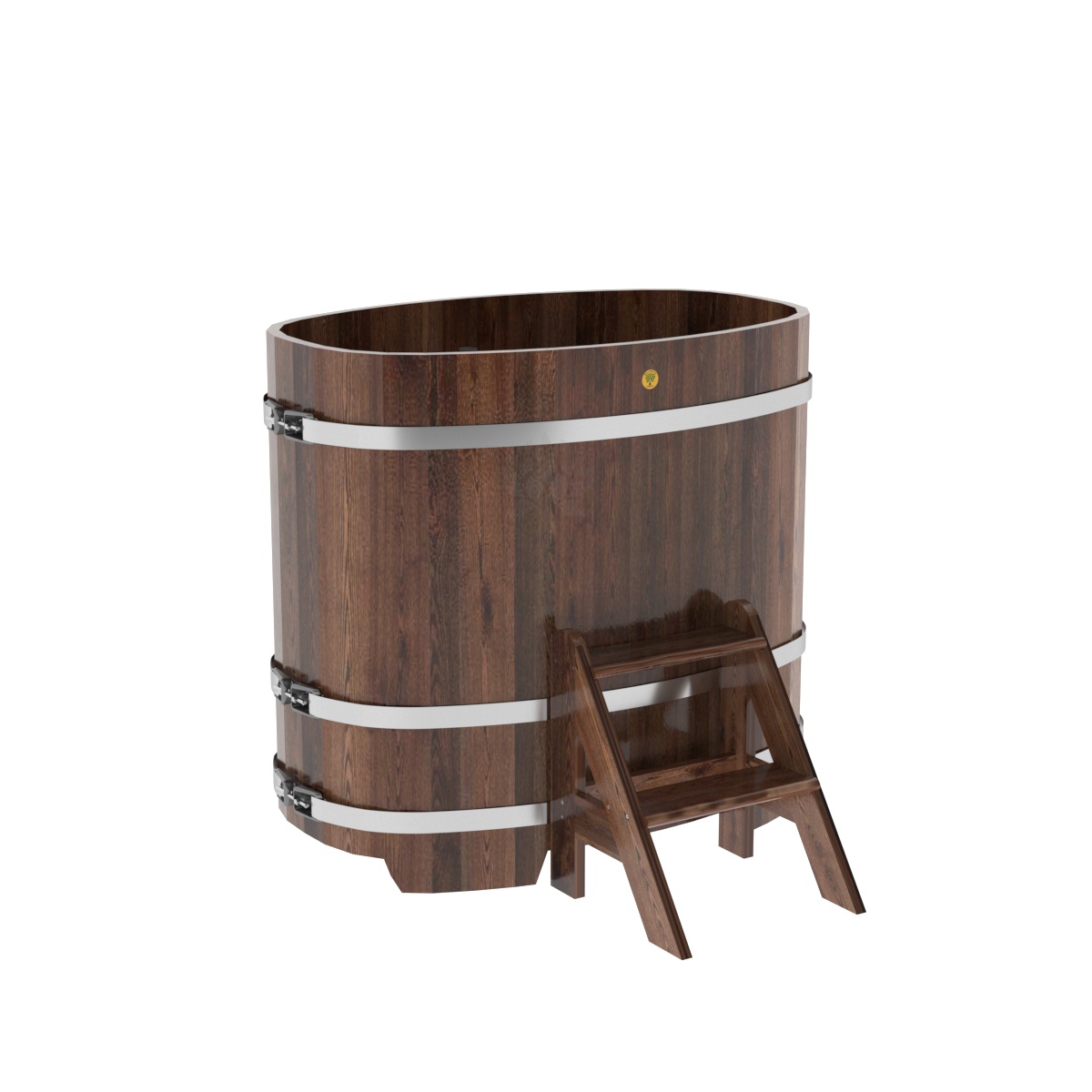 1145 Купель овальная из лиственницы 0,76х1,16х1,1 морёная премиум Alyarus 