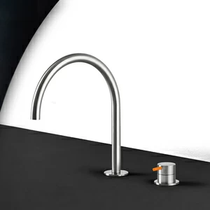 Смеситель для раковины матовая сталь с оранжевой ручкой Toki Radomonte TKI32SCIL24