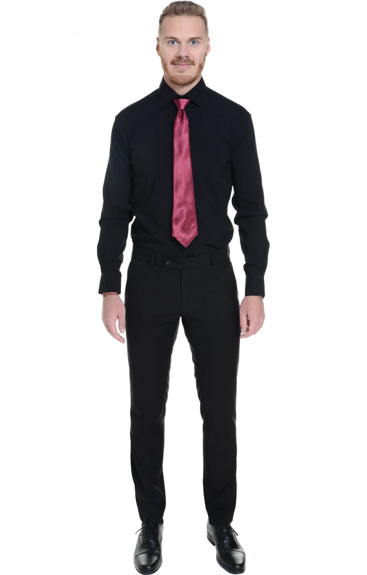 60391 Галстук на резинке малиновый глянец  Офисная одежда  размер Спецодежда 