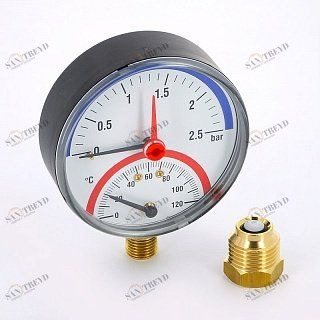Термоманометр радиальный F+R828 1/2" 10 бар 120° WATTS 10025525