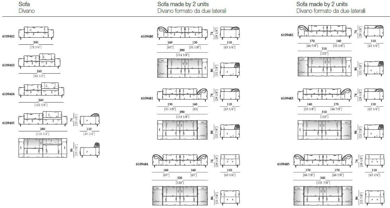 Arketipo 3-х местный тканевый диван с подголовником sun-id-1457122 - Вид №3