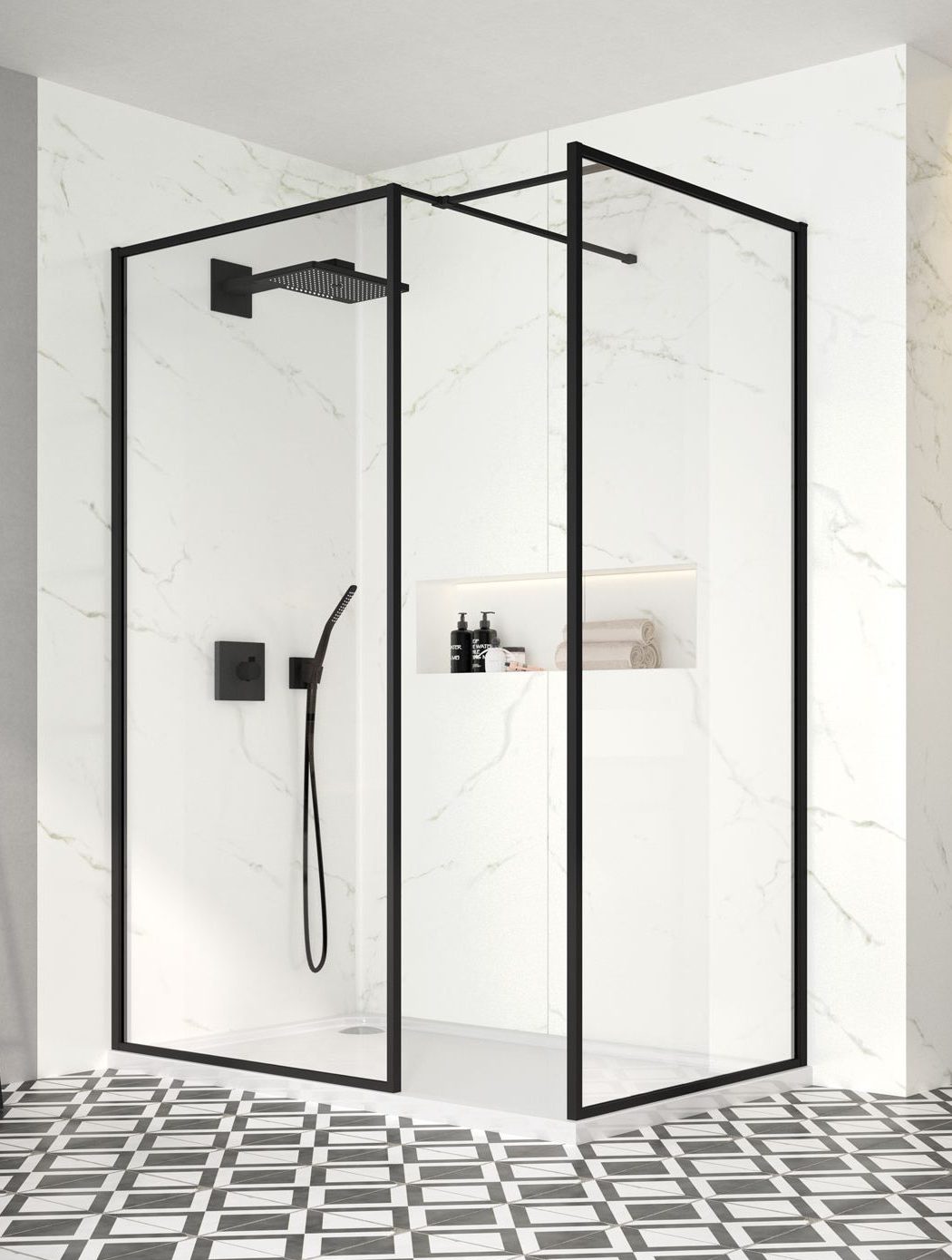 Душевая перегородка BLKFSW90 Merlyn Black Черный - Вид №1