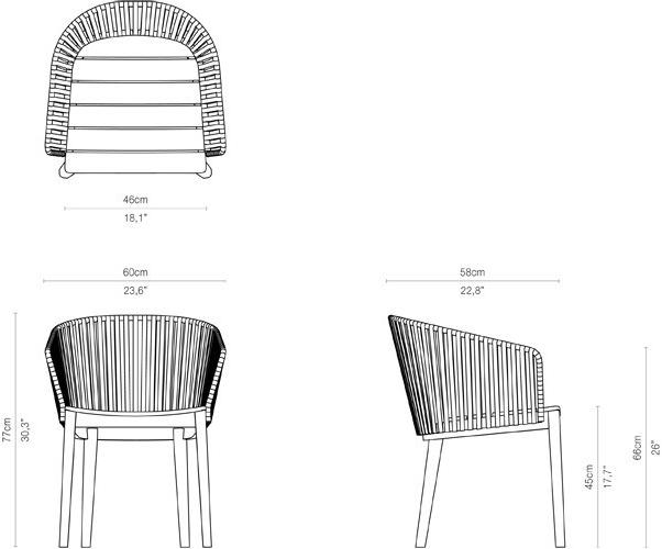 TRIBÙ Садовый стул из тика с подлокотниками Mood 06218 - Вид №7