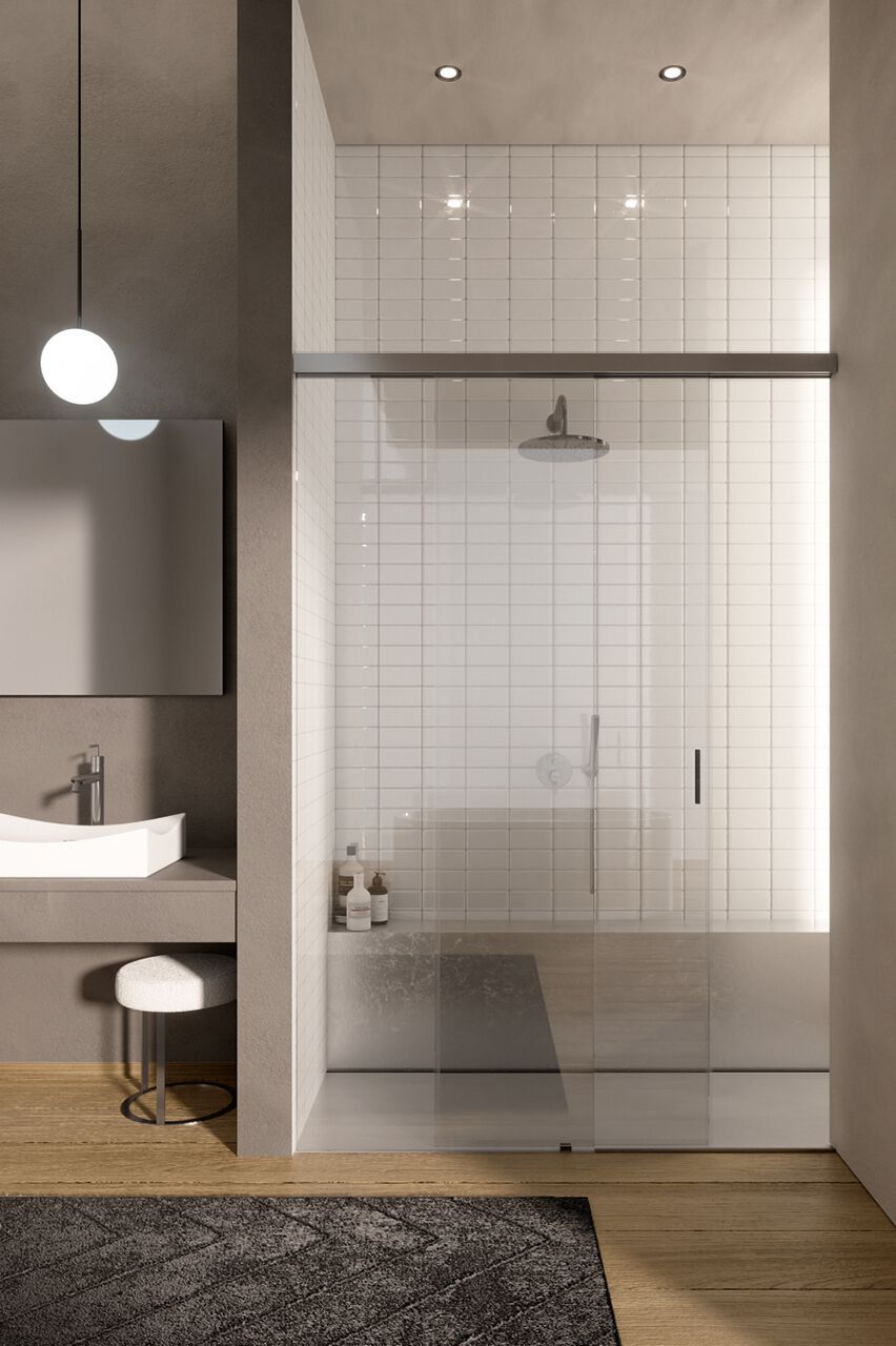 Стеклянная прямоугольная нишевая душевая кабина с раздвижной дверью Saint-Gobain - Logli Doccia50 ARCH-00013546 - Вид №1