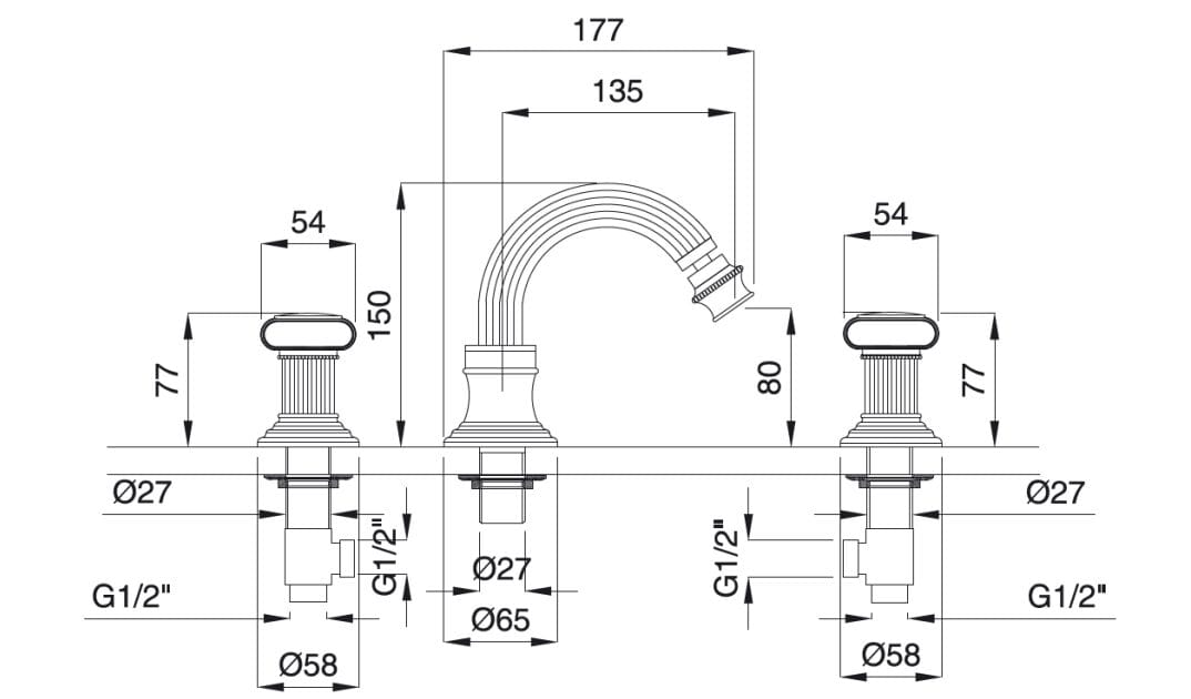 Смеситель для биде с 3 отверстиями Gaia Mobili Complements ARCH-00023170 - Вид №2