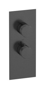 Комплект наружных частей термостата на 1 потребителей - вертикальная прямоугольная панель с ручками Industria WE ARE IB eua111csnid1 Brushed Black Chrome Aqua