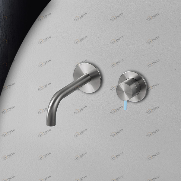 Смеситель для раковины сталь матовая с голубой ручкой Toki Radomonte TKI18SCIL27