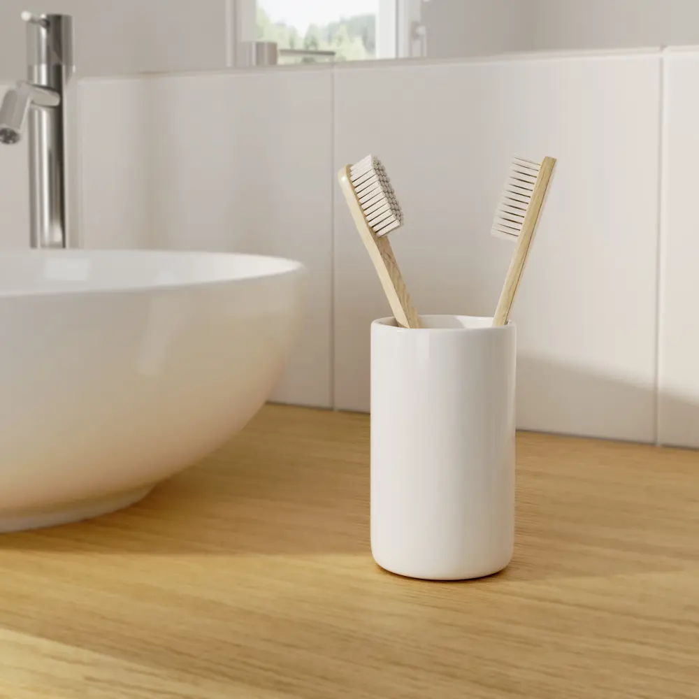 Керамический стакан для зубных щеток SENSEA Essential - белый минимализм 81926400 STLM-0013931 - Вид №3