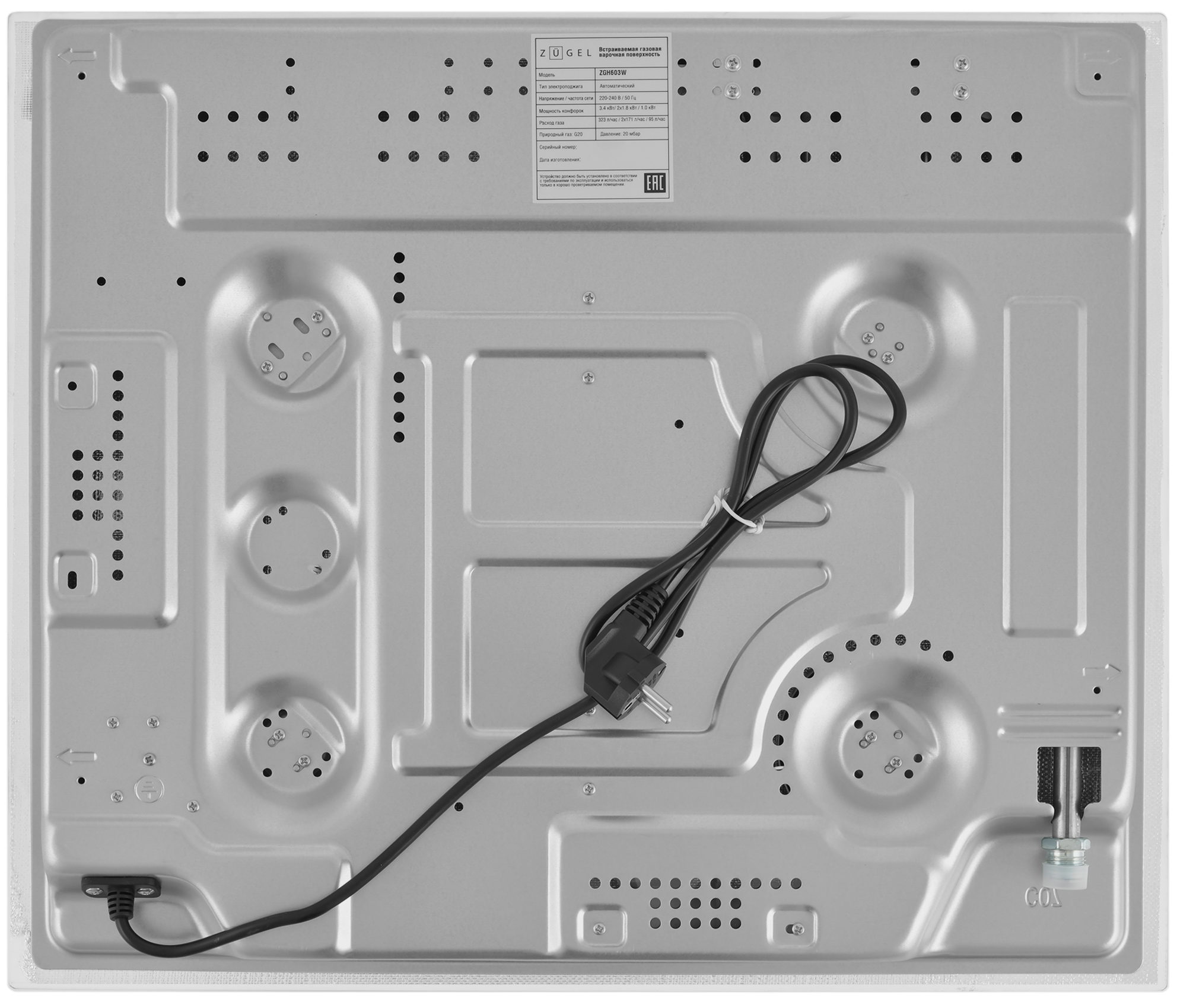9175445 Газовая варочная поверхность ZUGEL ZGH603W STDN-0062244 - Вид №22