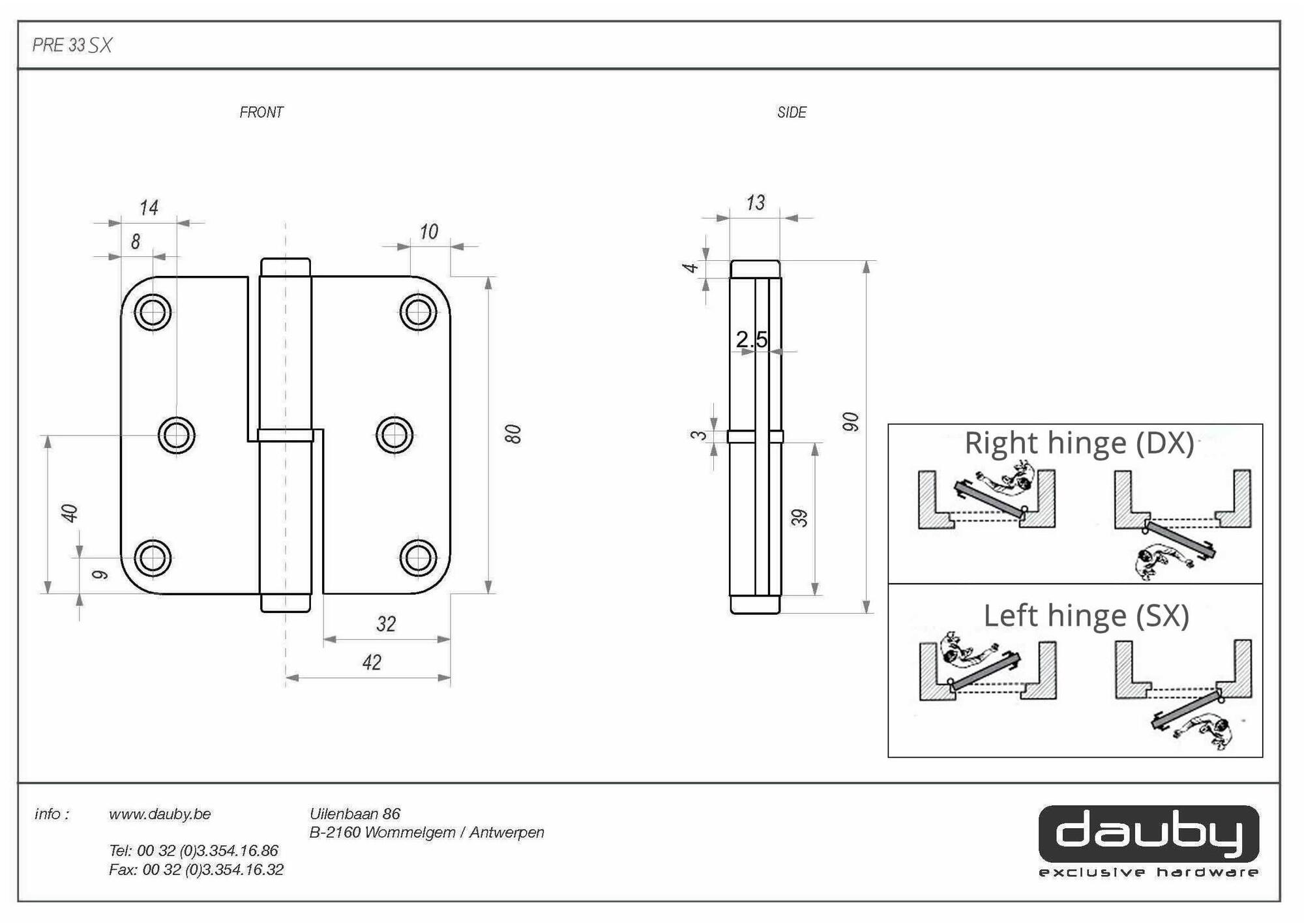 Dauby Петля металлическая для дверей Pure® 9224 - Вид №1