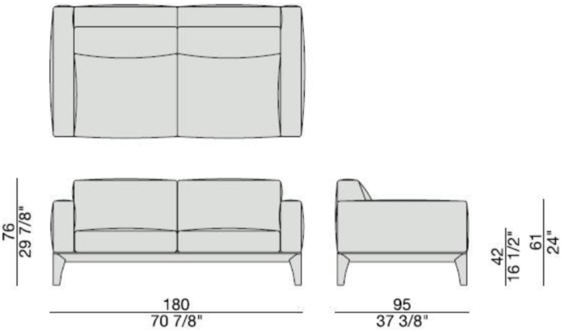 Porada 2-х местный кожаный диван Iron sun-id-1445487 - Вид №2