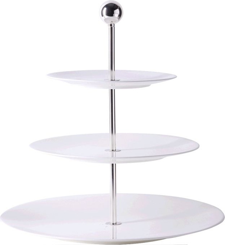 100919 Dibbern Блюдо трехъярусное Dibbern "Белый декор" 16см, 21см, 28см Фарфор костяной 