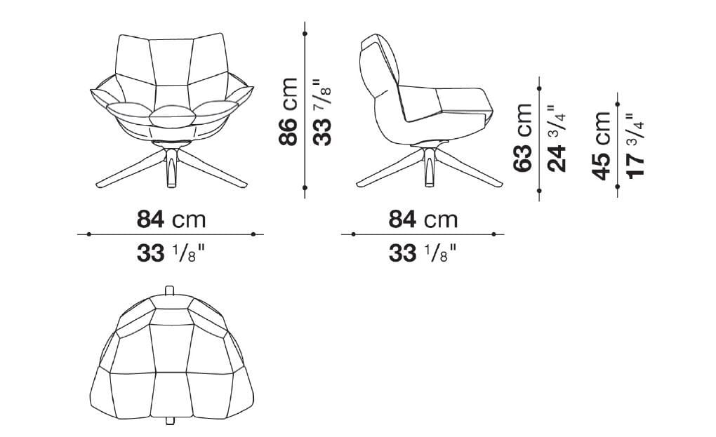 Вращающееся кресло на насесте с подлокотниками B&B Italia Husk ARCH-00097548 - Вид №7