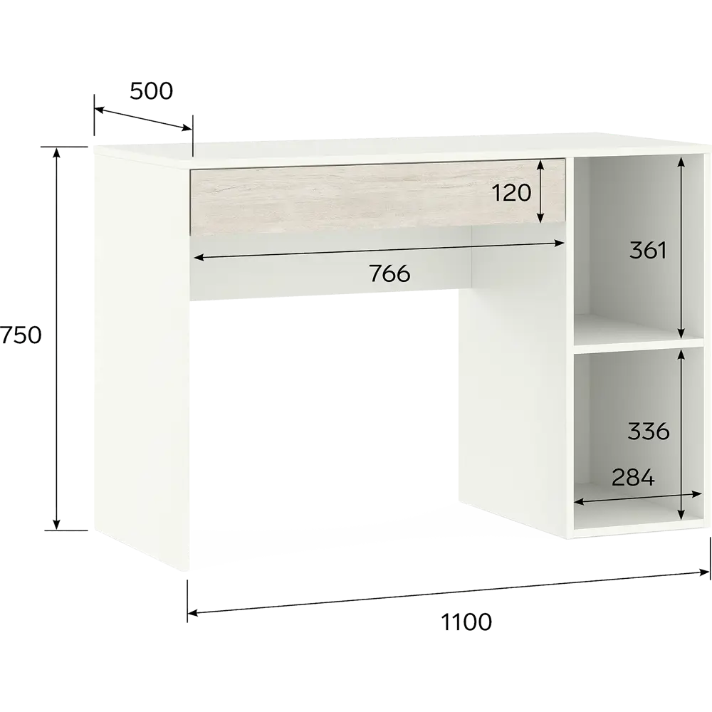 Стол письменный 110x75x50 см ЛДСП цвет белый лед/пикард Santreyd STLM-2063342 - Вид №7